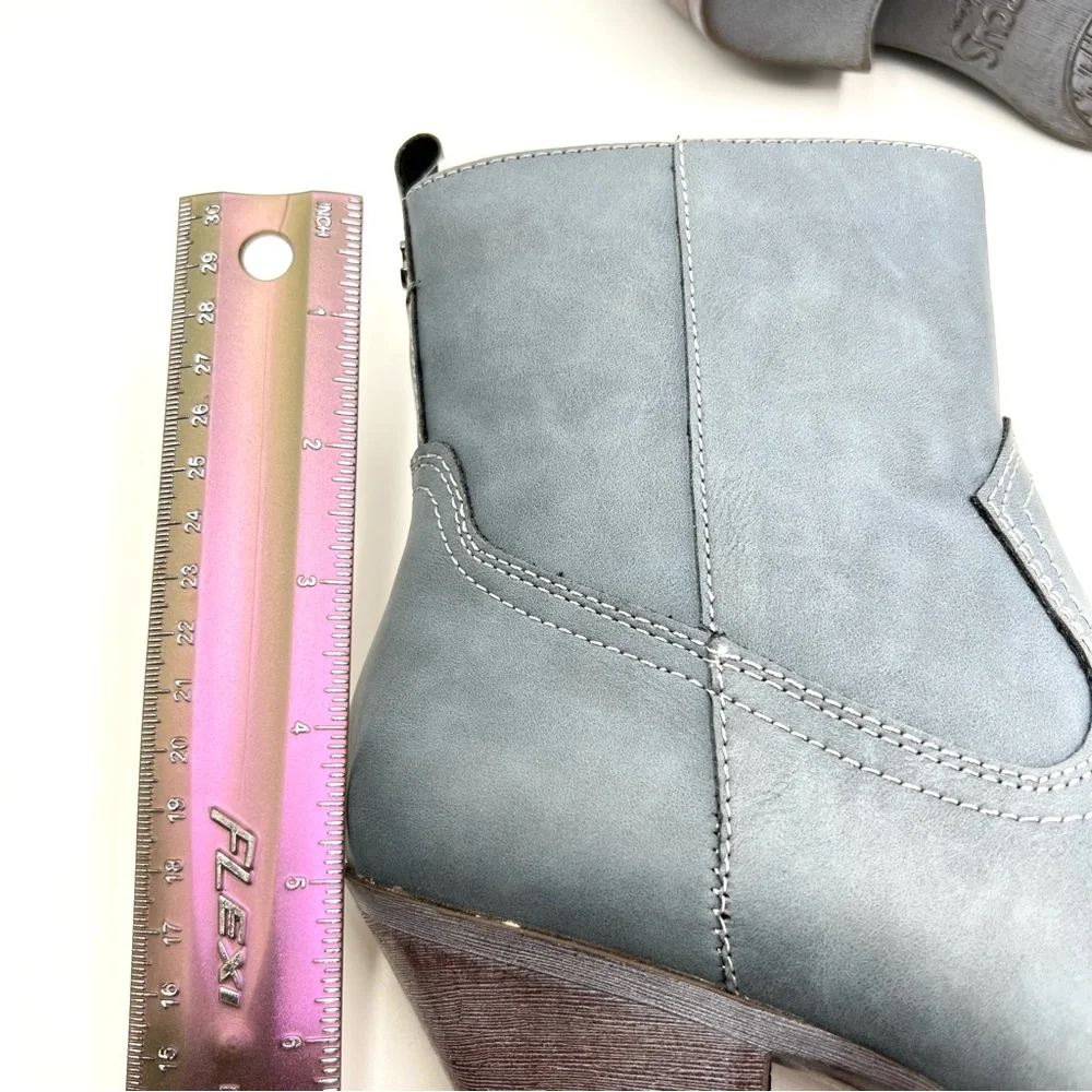 Circus NY Sam Edelman Size 6.5 Garth Gray‎ Blue Faux Vegan Leather Western Boots